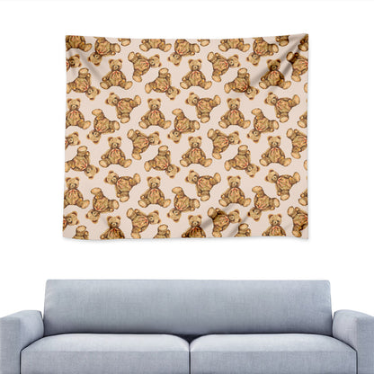 Watercolor Teddy Bear Pattern Print Tapestry