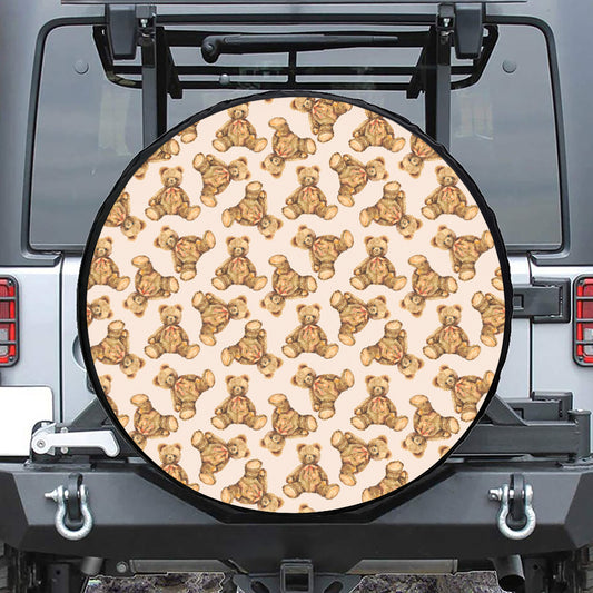 Watercolor Teddy Bear Pattern Print Tire Cover