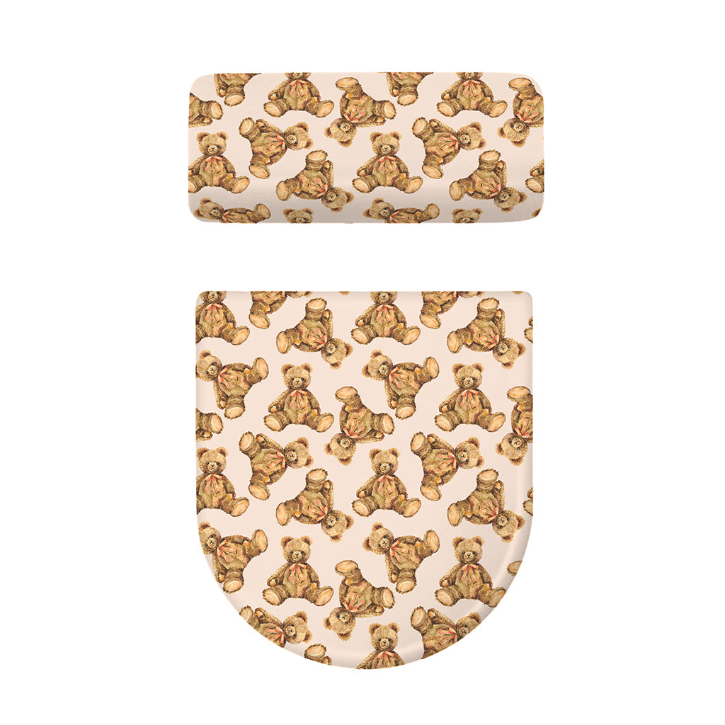 Watercolor Teddy Bear Pattern Print Toilet Lid And Tank Cover Set