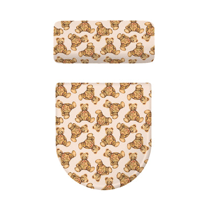 Watercolor Teddy Bear Pattern Print Toilet Lid And Tank Cover Set