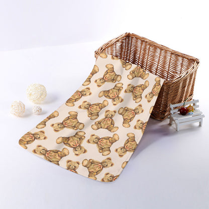 Watercolor Teddy Bear Pattern Print Towel