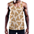 Watercolor Teddy Bear Pattern Print Men's Workout Tank Top