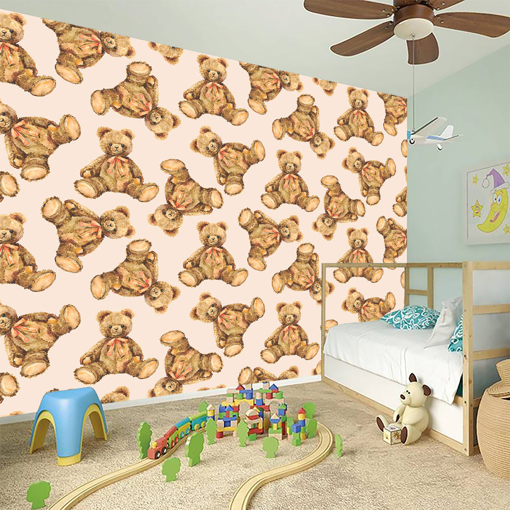 Watercolor Teddy Bear Pattern Print Wall Sticker