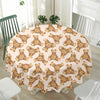 Watercolor Teddy Bear Pattern Print Waterproof Round Tablecloth