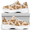Watercolor Teddy Bear Pattern Print White Chunky Shoes