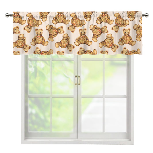 Watercolor Teddy Bear Pattern Print Window Valance