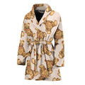 Watercolor Teddy Bear Pattern Print Women's Bathrobe