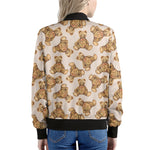 Watercolor Teddy Bear Pattern Print Women's Bomber Jacket