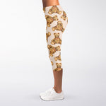 Watercolor Teddy Bear Pattern Print Women's Capri Leggings