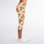Watercolor Teddy Bear Pattern Print Women's Capri Leggings