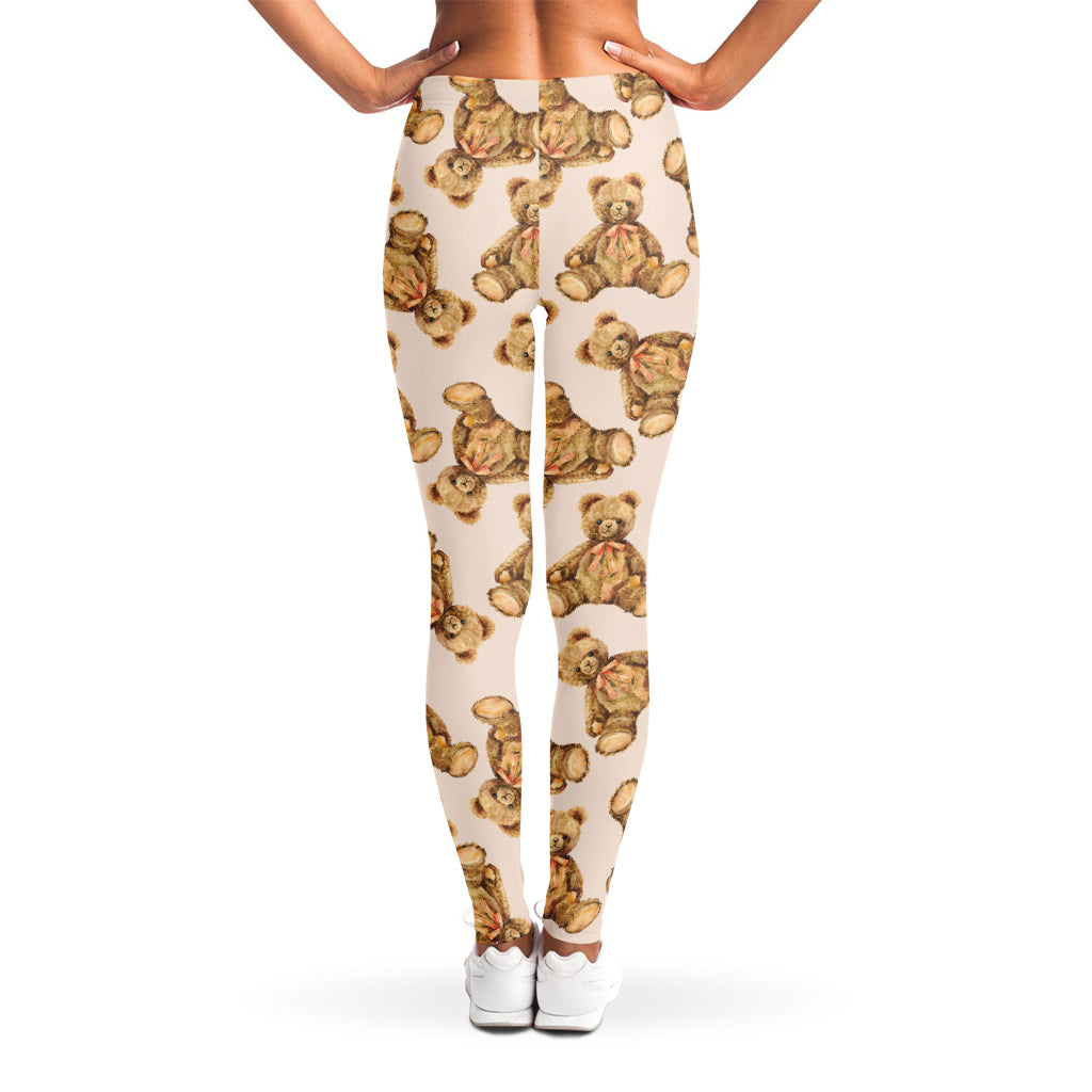 Watercolor Teddy Bear Pattern Print Women's Leggings