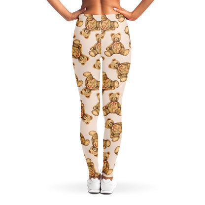 Watercolor Teddy Bear Pattern Print Women's Leggings