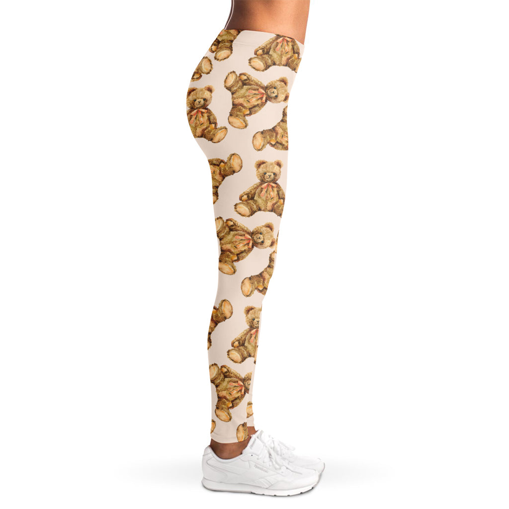 Watercolor Teddy Bear Pattern Print Women's Leggings