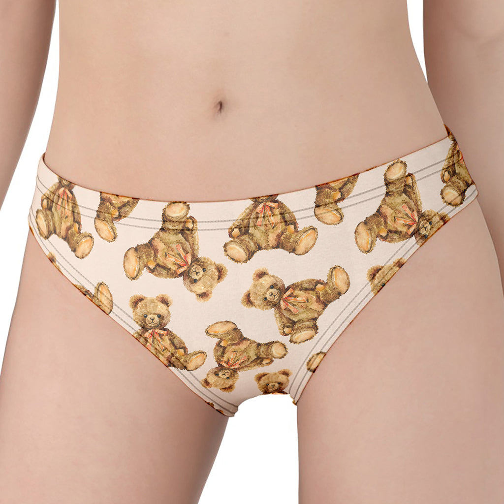 Watercolor Teddy Bear Pattern Print Women's Panties