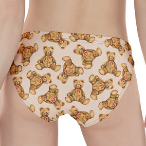 Watercolor Teddy Bear Pattern Print Women's Panties