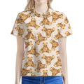 Watercolor Teddy Bear Pattern Print Women's Polo Shirt