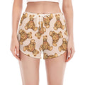 Watercolor Teddy Bear Pattern Print Women's Split Running Shorts