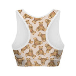 Watercolor Teddy Bear Pattern Print Women's Sports Bra