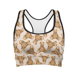 Watercolor Teddy Bear Pattern Print Women's Sports Bra
