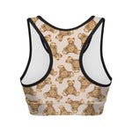 Watercolor Teddy Bear Pattern Print Women's Sports Bra