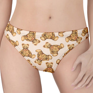 Watercolor Teddy Bear Pattern Print Women's Thong