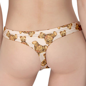 Watercolor Teddy Bear Pattern Print Women's Thong