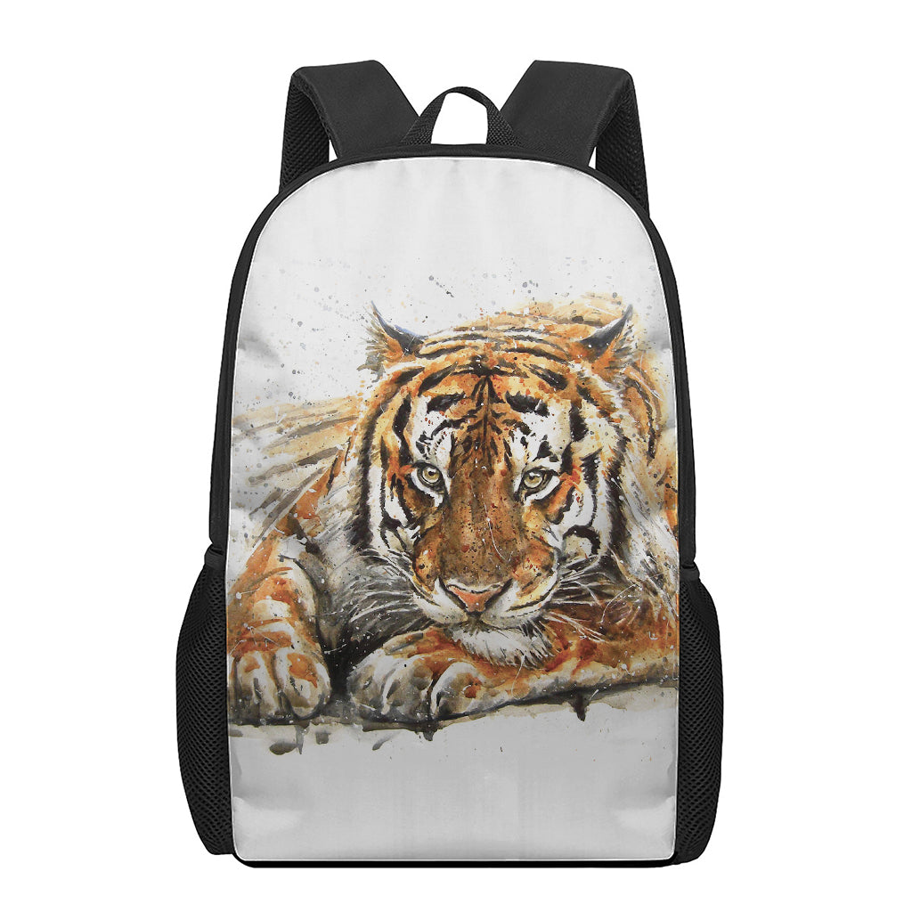 Watercolor Tiger Print 17 Inch Backpack