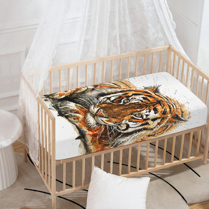 Watercolor Tiger Print Baby Crib Sheet