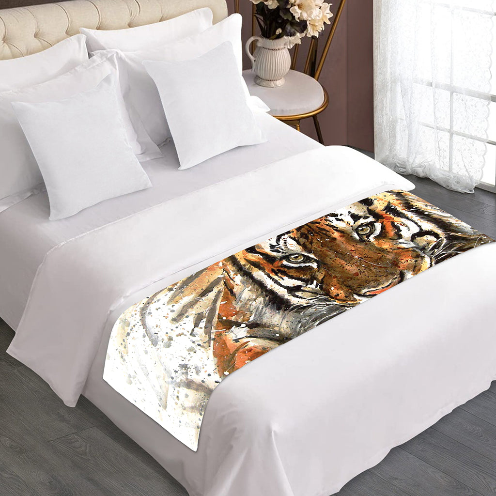 Watercolor Tiger Print Bed Runner
