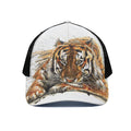 Watercolor Tiger Print Black Mesh Trucker Hat