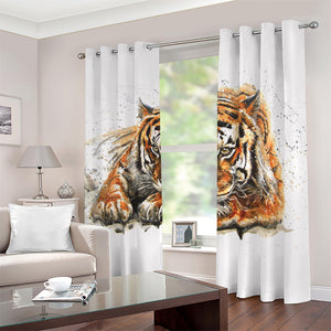 Watercolor Tiger Print Blackout Grommet Curtains