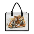 Watercolor Tiger Print Canvas Tote Bag