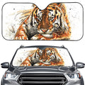 Watercolor Tiger Print Car Windshield Sun Shade