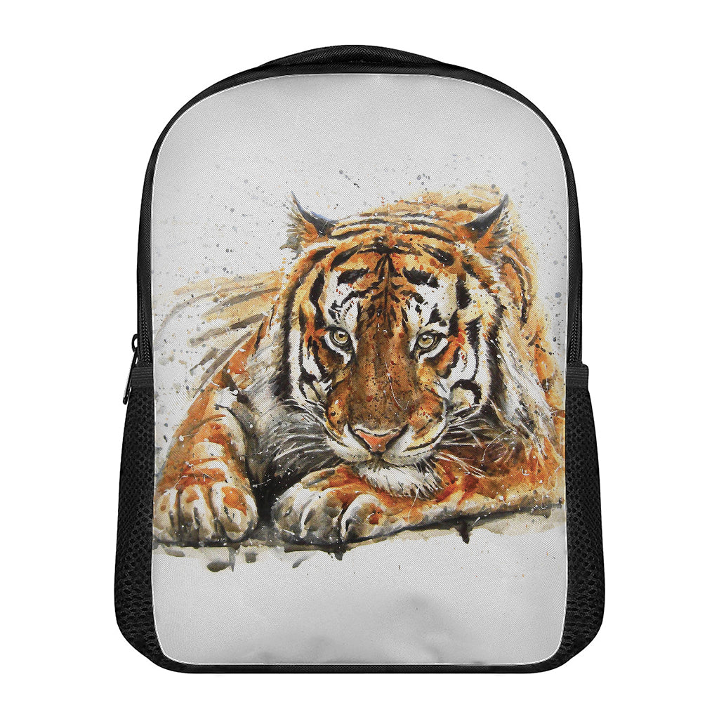 Watercolor Tiger Print Casual Backpack