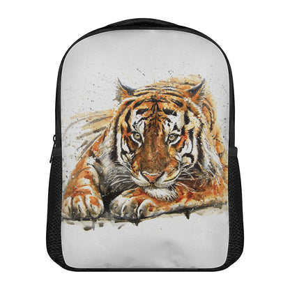 Watercolor Tiger Print Casual Backpack
