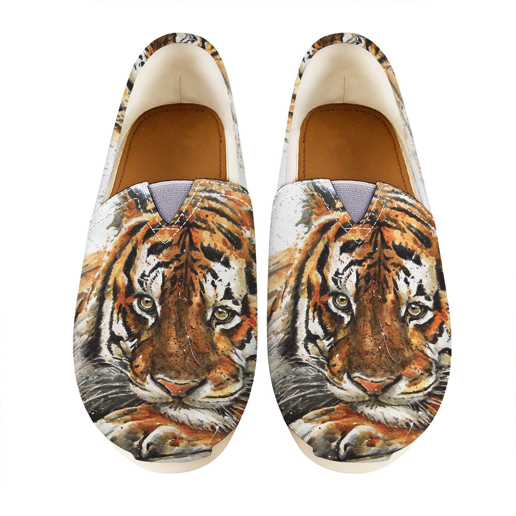 Watercolor Tiger Print Casual Shoes