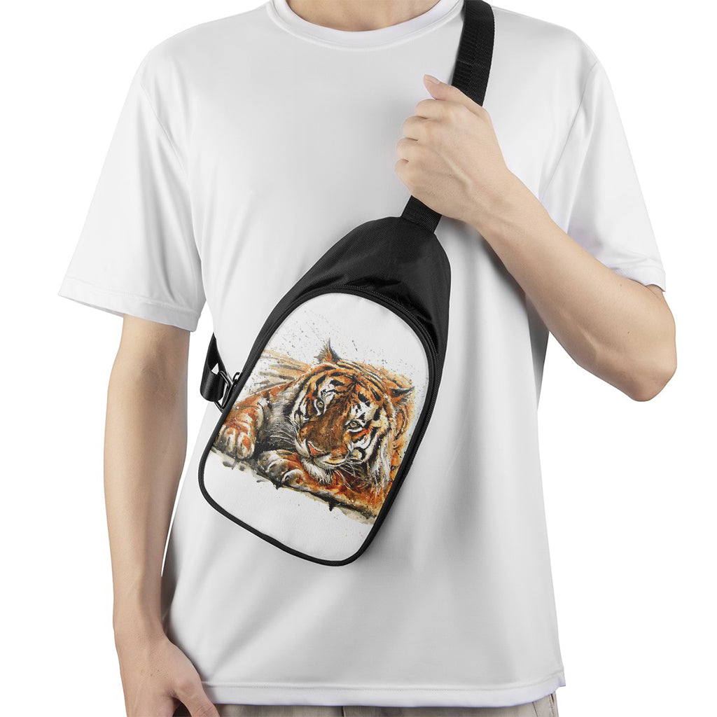 Watercolor Tiger Print Chest Bag