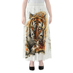 Watercolor Tiger Print Chiffon Maxi Skirt