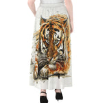 Watercolor Tiger Print Chiffon Maxi Skirt