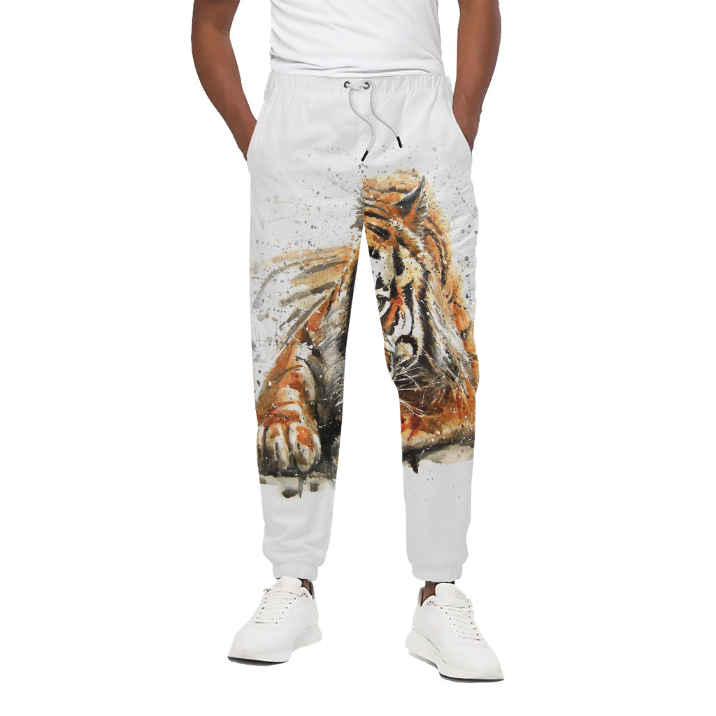 Watercolor Tiger Print Cotton Pants
