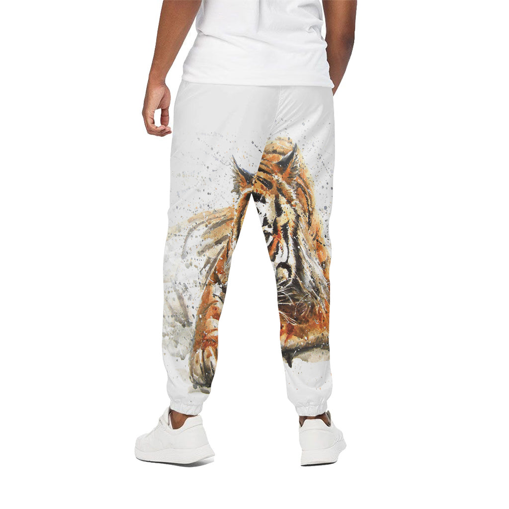 Watercolor Tiger Print Cotton Pants