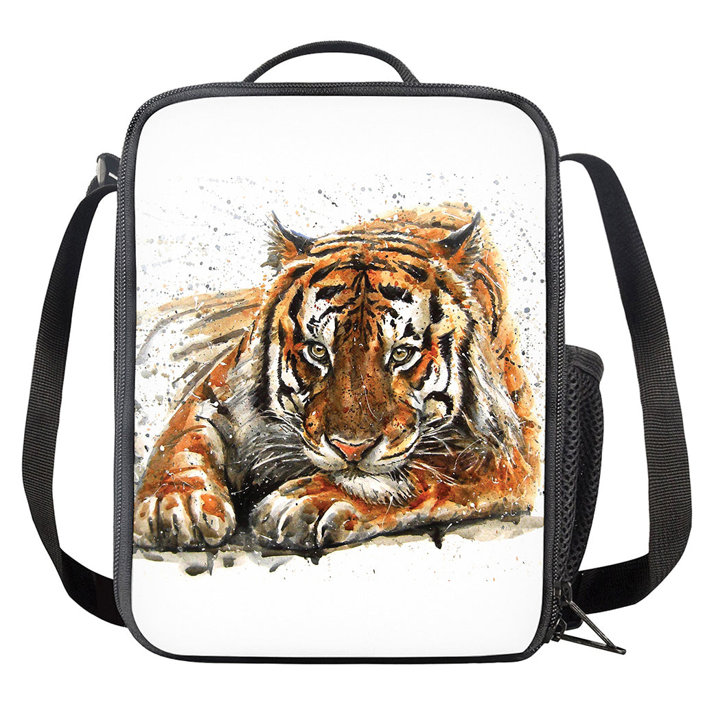 Watercolor Tiger Print Crossbody Lunch Bag