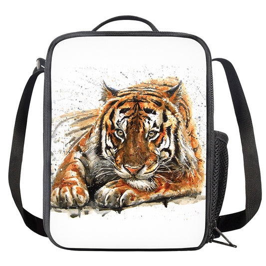 Watercolor Tiger Print Crossbody Lunch Bag