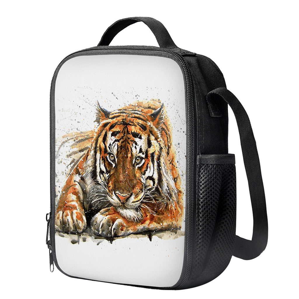 Watercolor Tiger Print Crossbody Lunch Bag