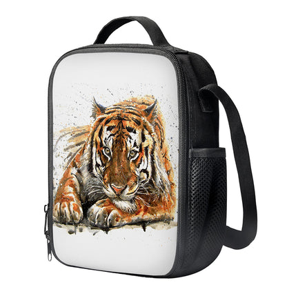 Watercolor Tiger Print Crossbody Lunch Bag