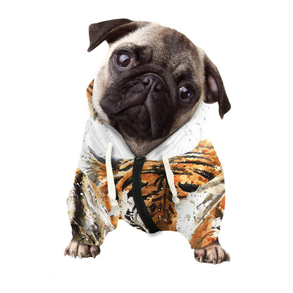 Watercolor Tiger Print Dog Zip Up Hoodie