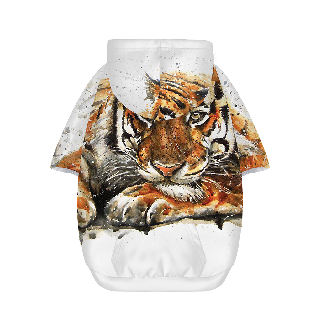 Watercolor Tiger Print Dog Zip Up Hoodie
