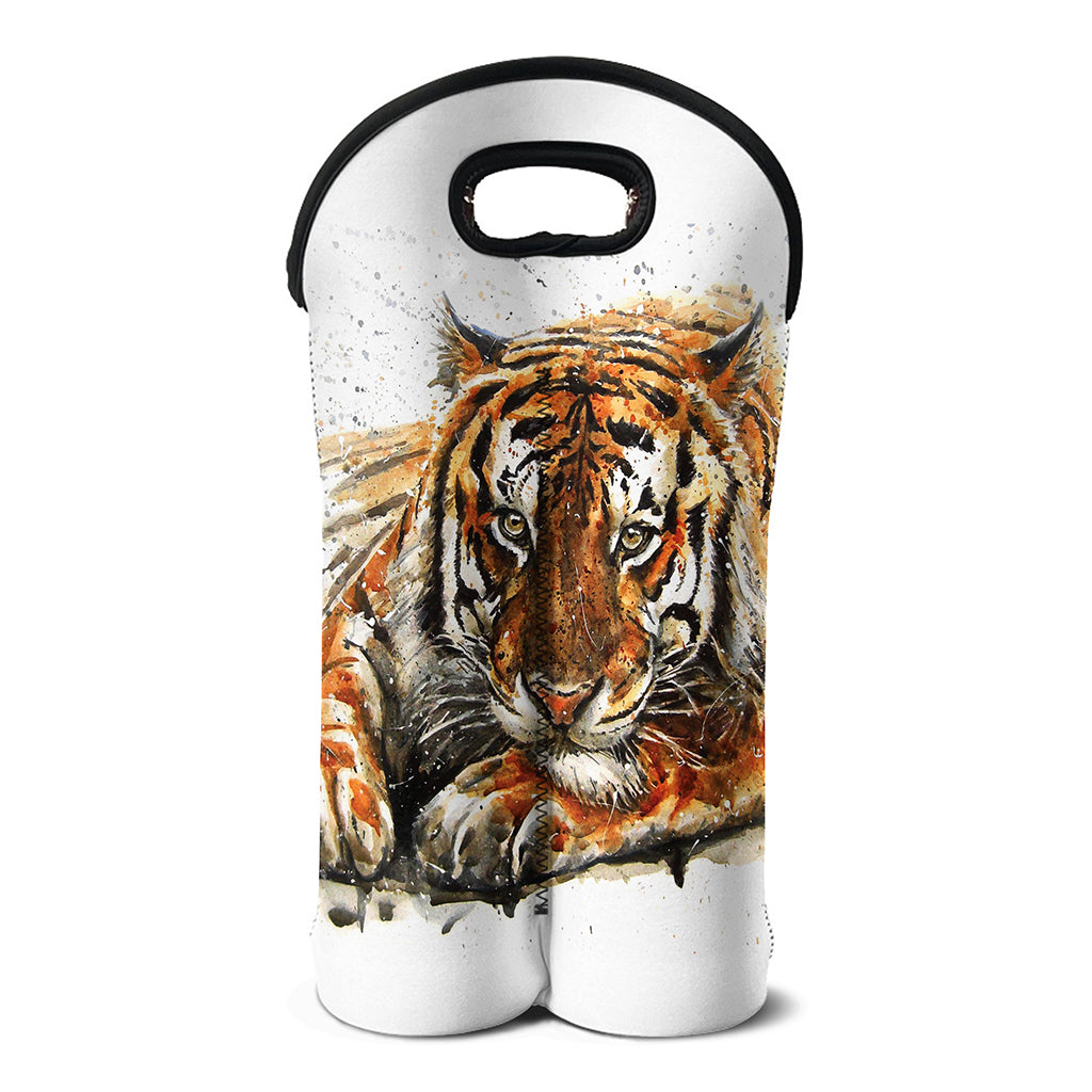 Watercolor Tiger Print Double Neoprene Wine Tote