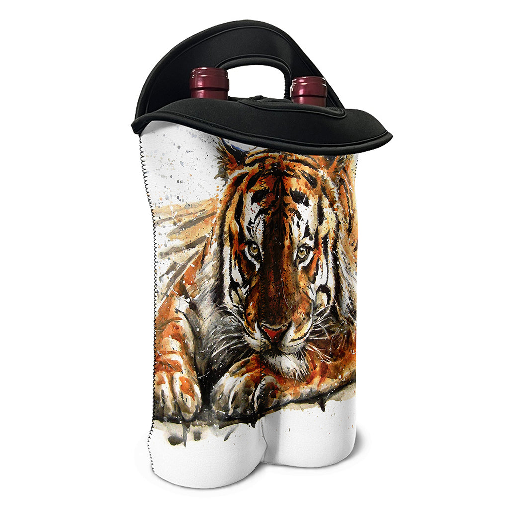 Watercolor Tiger Print Double Neoprene Wine Tote