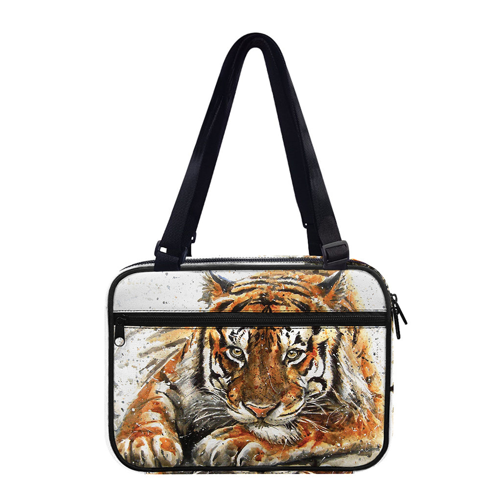 Watercolor Tiger Print Double Strap Bible Bag